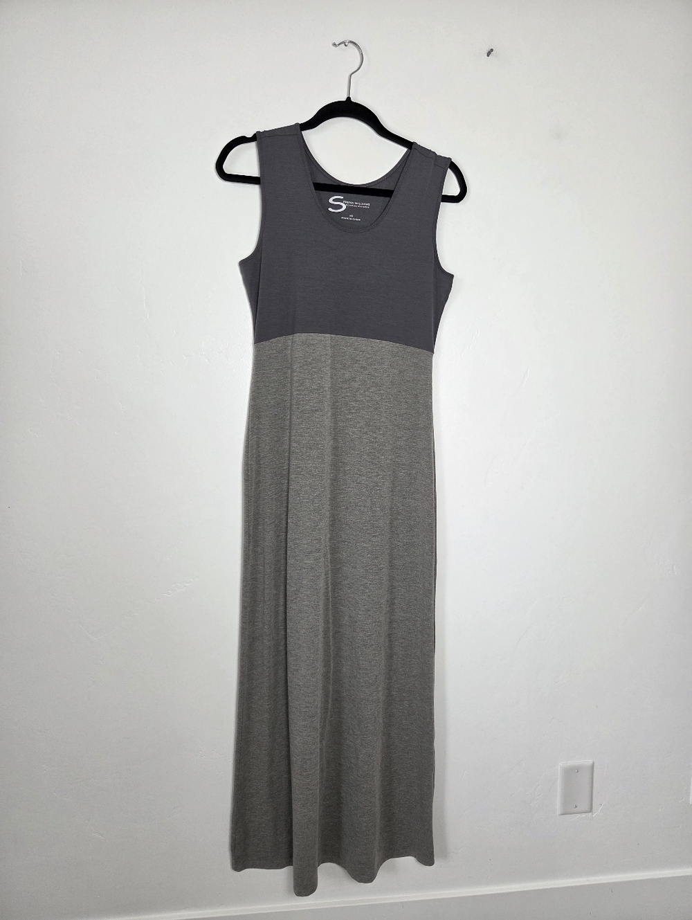 Serena Williams Maxi Tank Dress Two Tone Gray Casual Comfy Lounge Oversized XS